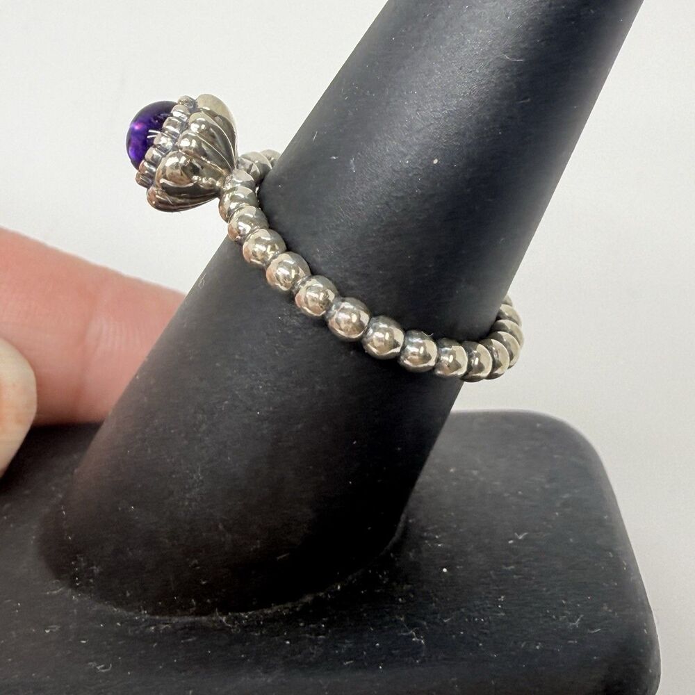 Pandora Sterling Silver 925 Amethyst Stackable Ring Sz 7 - Picture 4 of 9